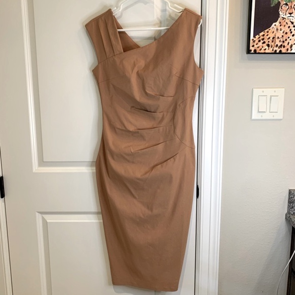 Muxxn Asymmetrical Retro Body Con Midi Pencil Dress Size Large NWT